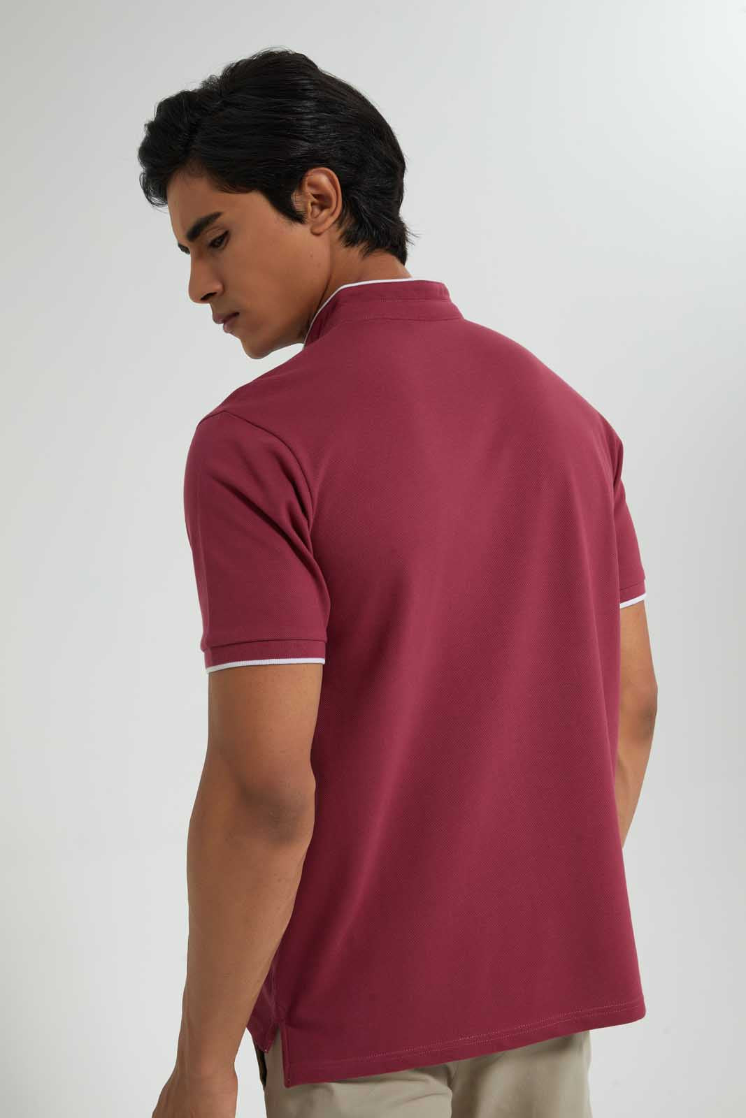 Redtag-Pink-Standup-Collar-Polo-Shirt-Polo-Shirts-Men's-