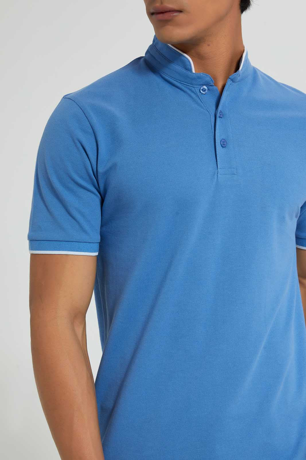 Redtag-Blue-Standup-Collar-Polo-Shirt-Polo-Shirts-Men's-