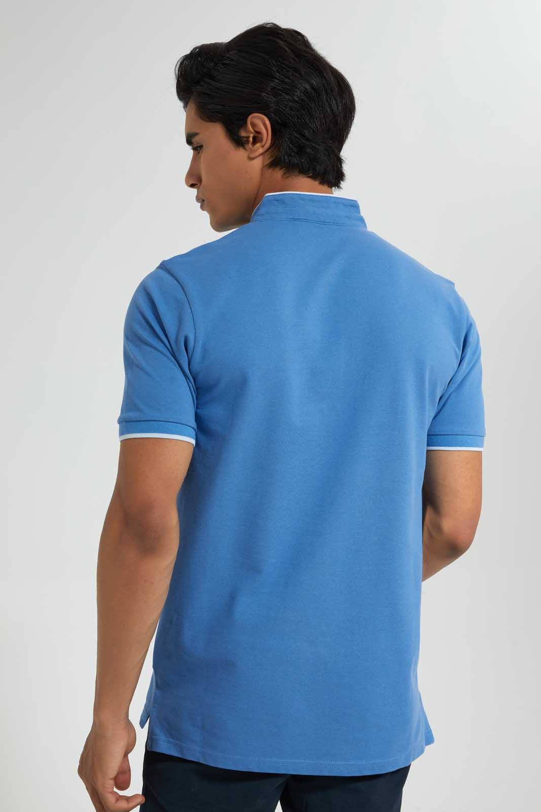 Redtag-Blue-Standup-Collar-Polo-Shirt-Polo-Shirts-Men's-