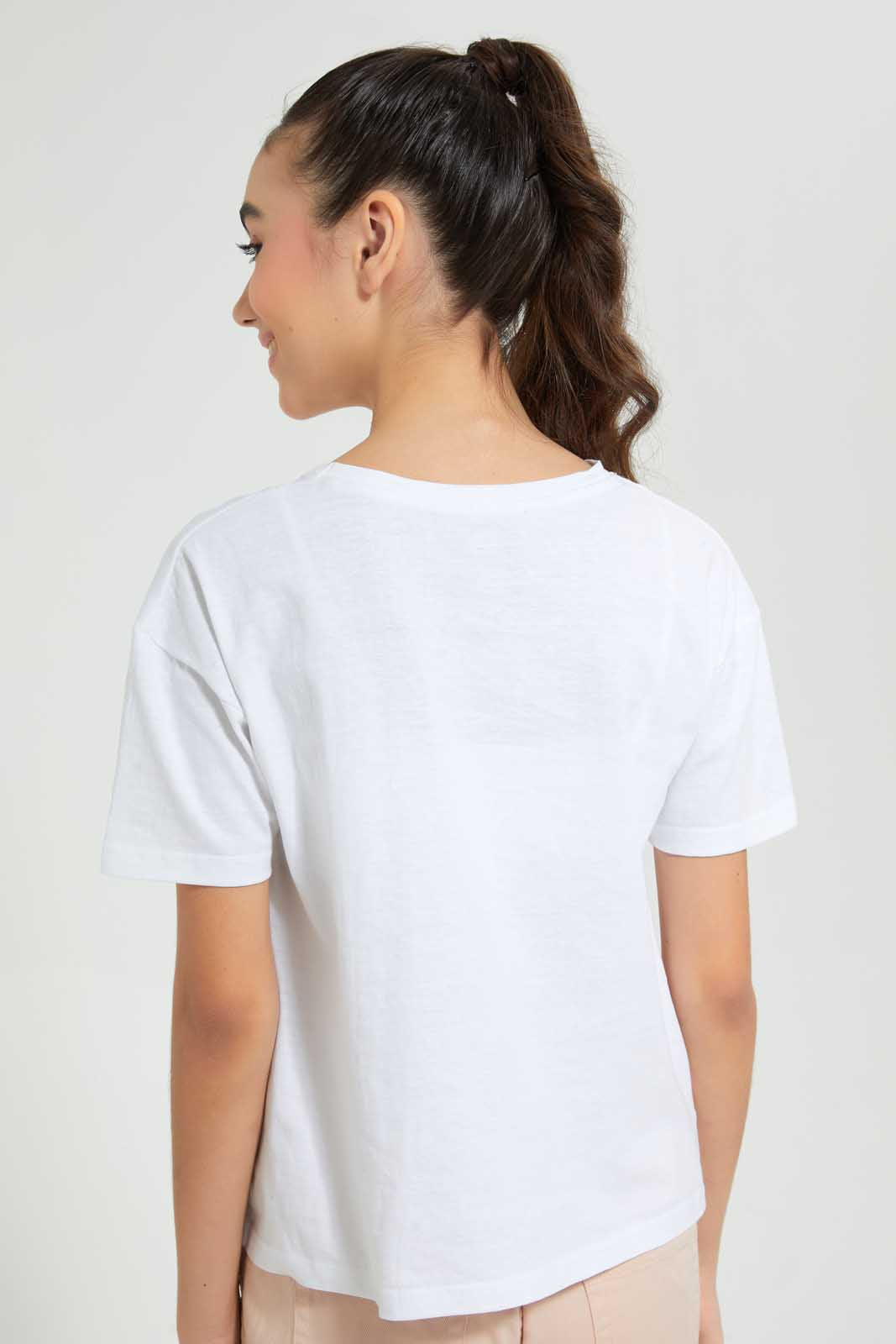 White Foil Print T-Shirt