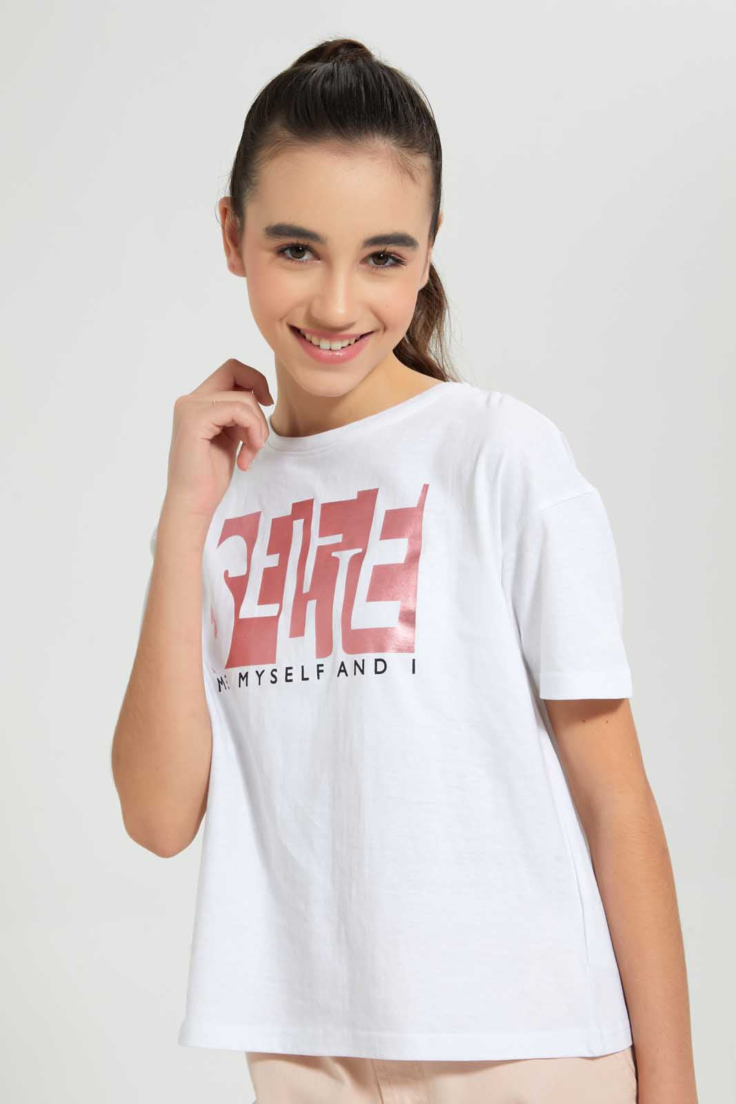 White Foil Print T-Shirt