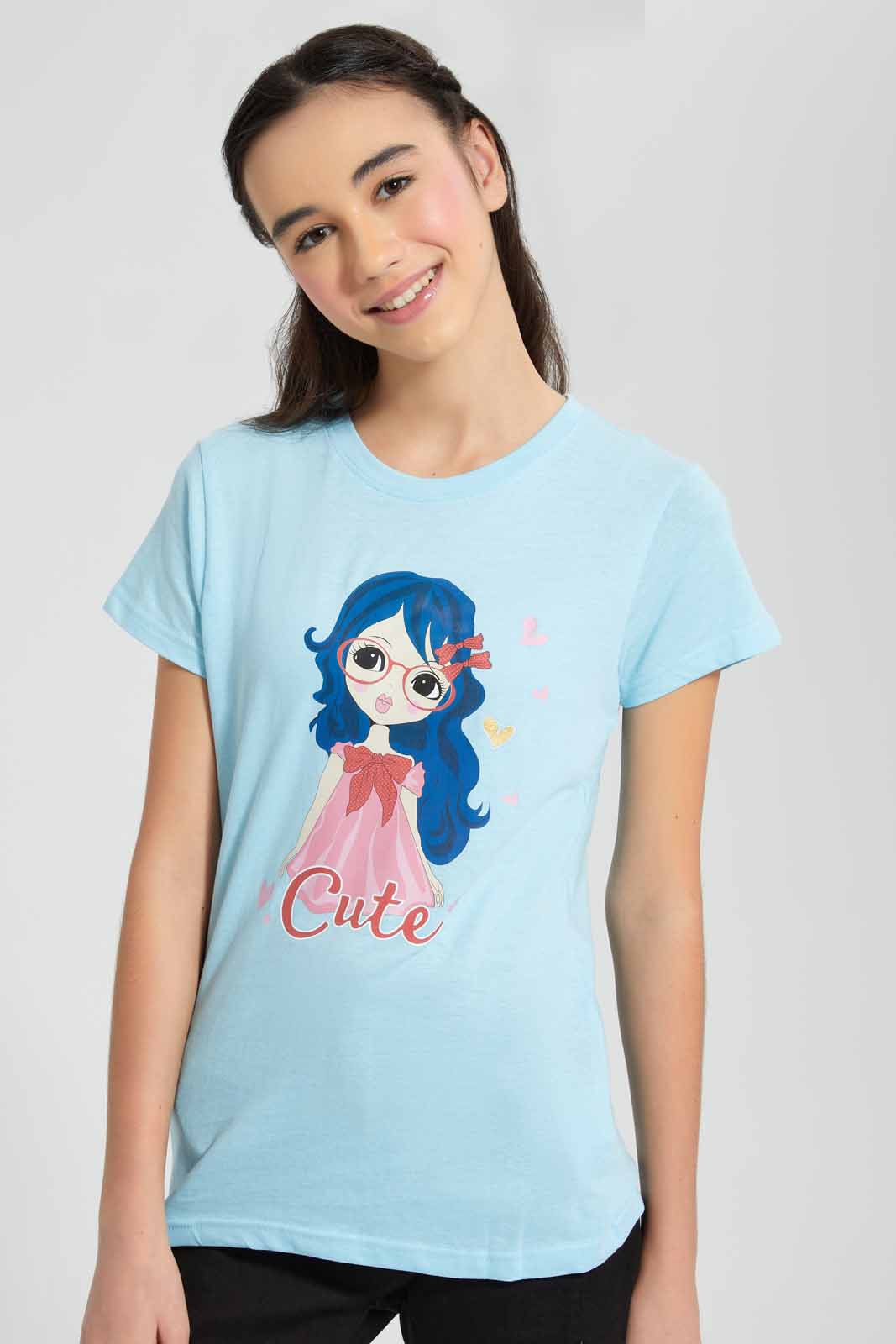 Redtag-Blue-Basic-T-Shirt-Category:T-Shirts,-Colour:Blue,-Filter:Senior-Girls-(9-to-14-Yrs),-GSR-T-Shirts,-New-In,-New-In-GSR-APL,-Non-Sale,-S22C,-Section:Kidswear,-TBL-Senior-Girls-9 to 14 Years