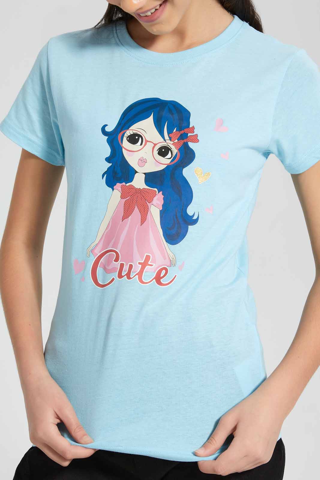 Redtag-Blue-Basic-T-Shirt-Category:T-Shirts,-Colour:Blue,-Filter:Senior-Girls-(9-to-14-Yrs),-GSR-T-Shirts,-New-In,-New-In-GSR-APL,-Non-Sale,-S22C,-Section:Kidswear,-TBL-Senior-Girls-9 to 14 Years
