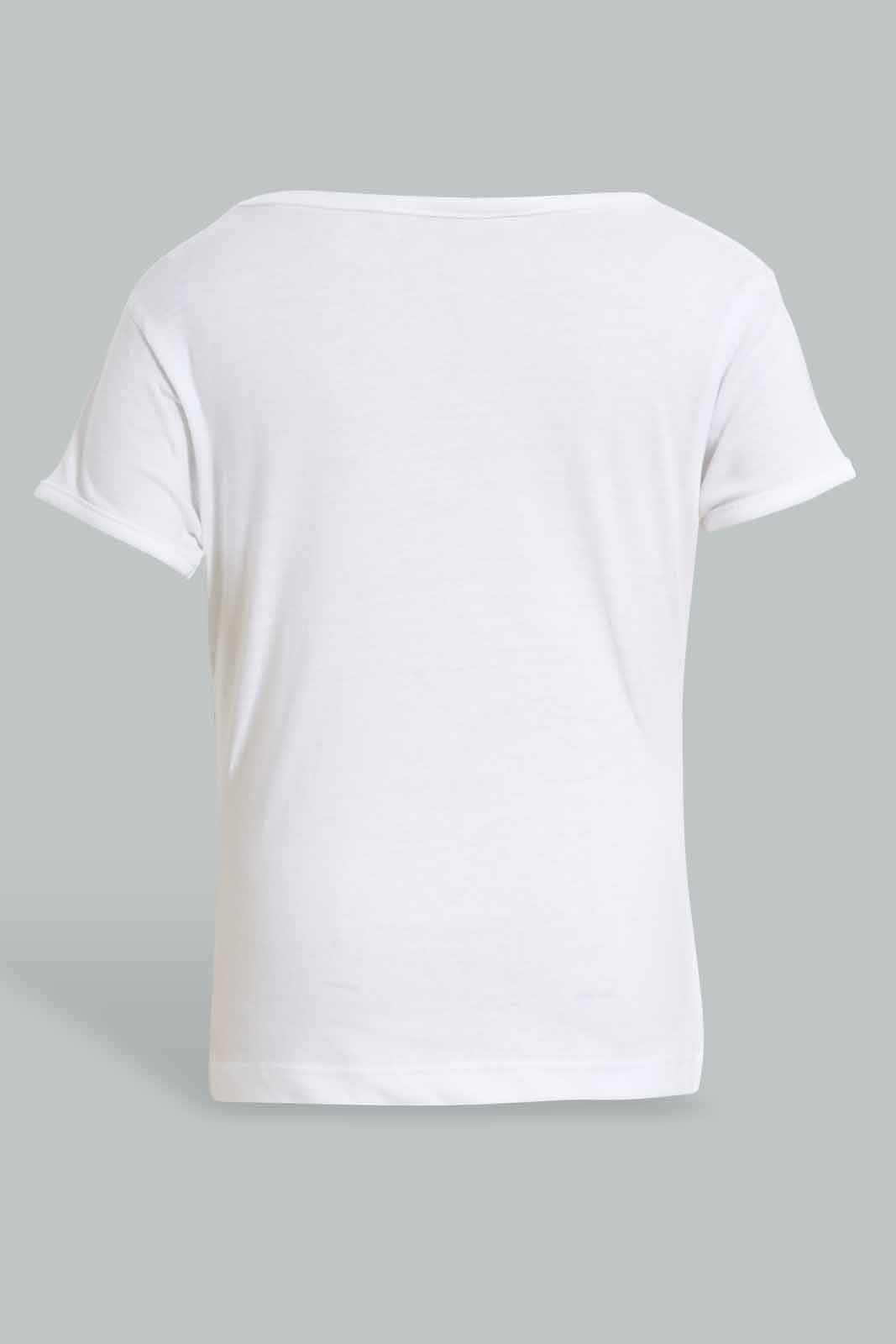 Redtag-White-Floral-Artwork-T-Shirt-Embellished-T-Shirts-Infant-Girls-3 to 24 Months