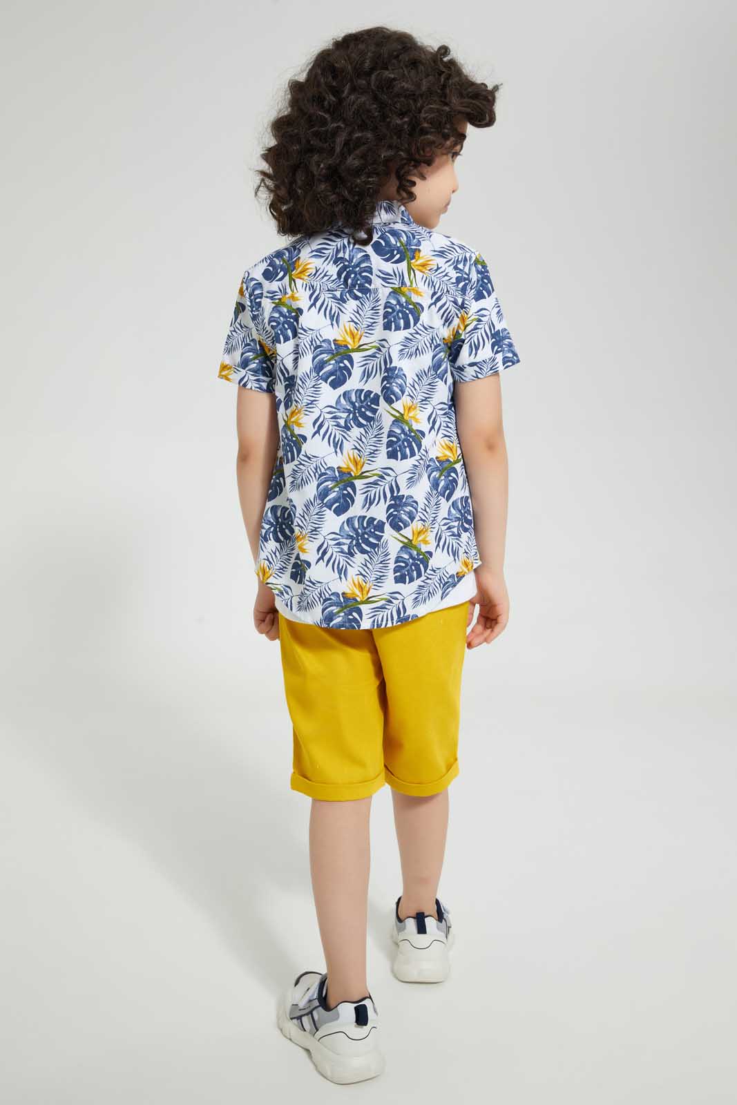 Redtag-White-Leaf-Print-4-Piece-Set-Sets-Boys-2 to 8 Years