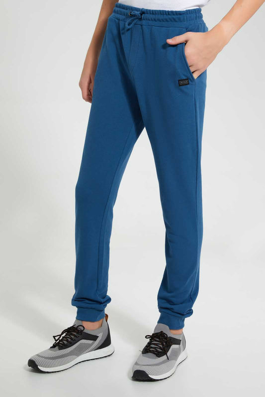Redtag-Indigo-Pique-Active-Pants-Joggers-Senior-Boys-9 to 14 Years