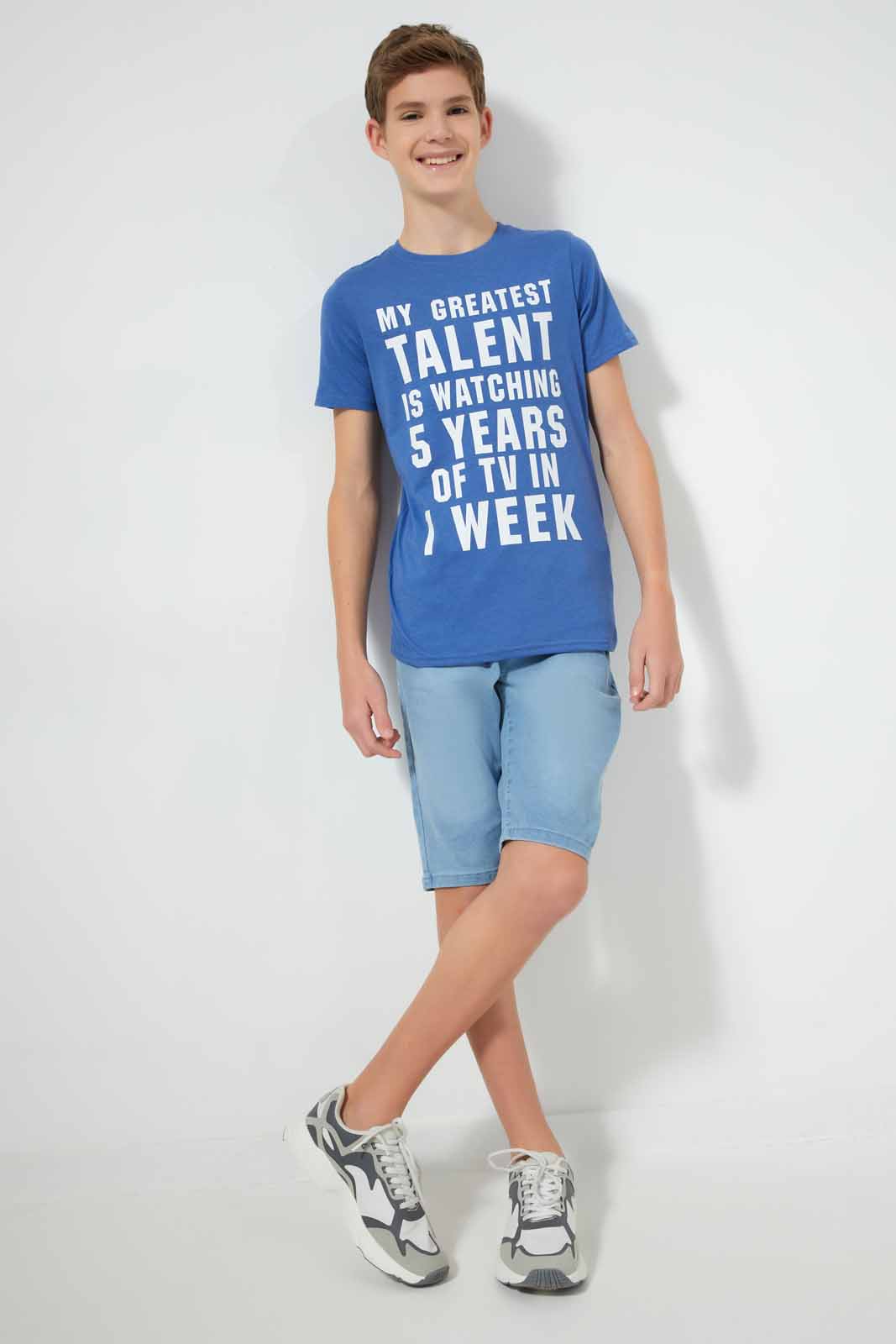 Redtag-Blue-Greatest-Talent-T-Shirt-Graphic-T-Shirts-Senior-Boys-9 to 14 Years