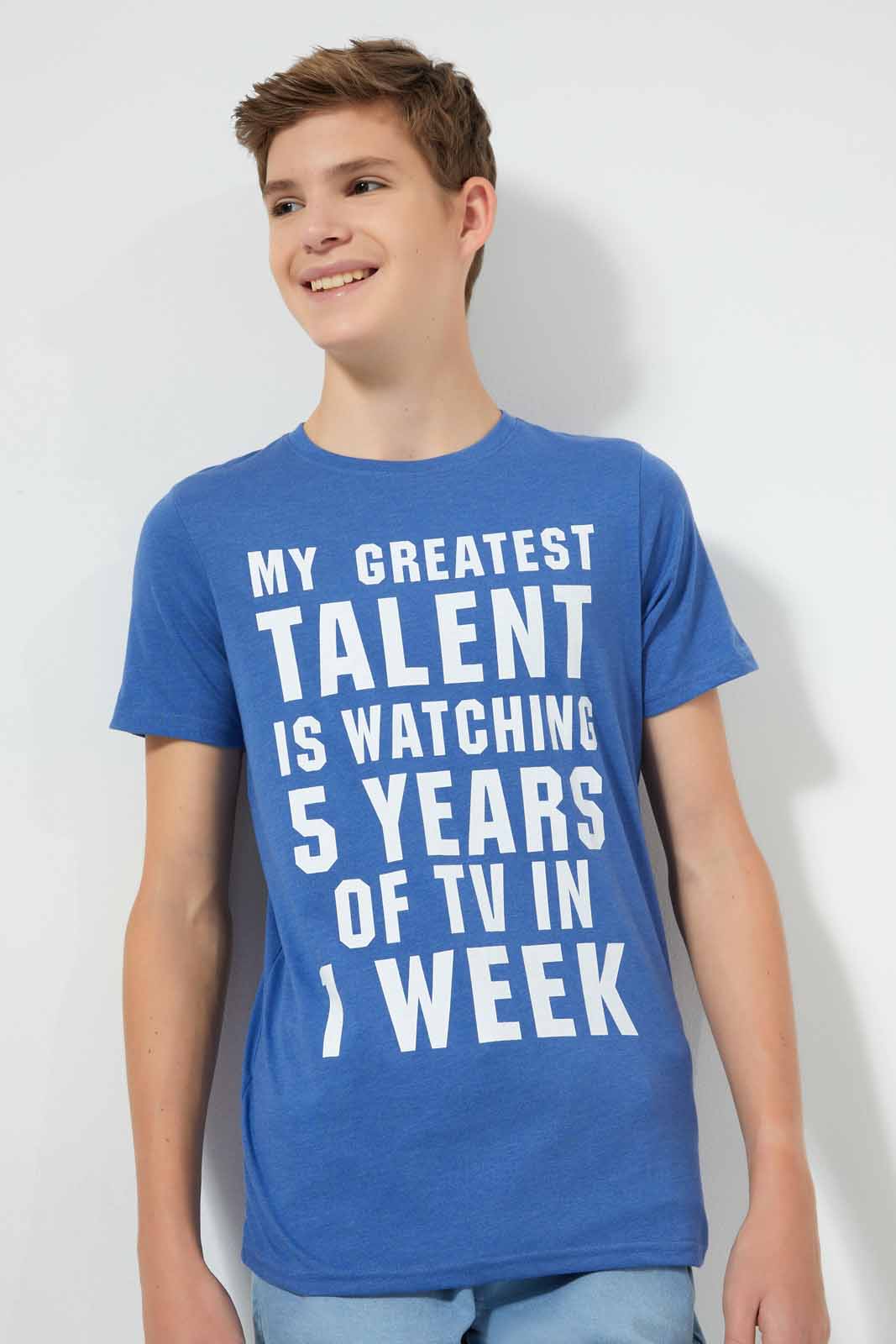 Redtag-Blue-Greatest-Talent-T-Shirt-Graphic-T-Shirts-Senior-Boys-9 to 14 Years