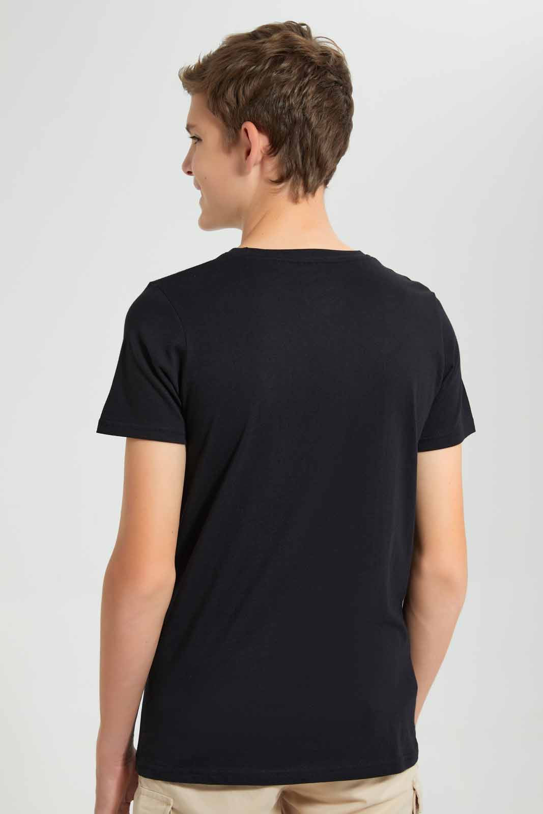 Redtag-Black-Greece-T-Shirt-Graphic-T-Shirts-Senior-Boys-9 to 14 Years