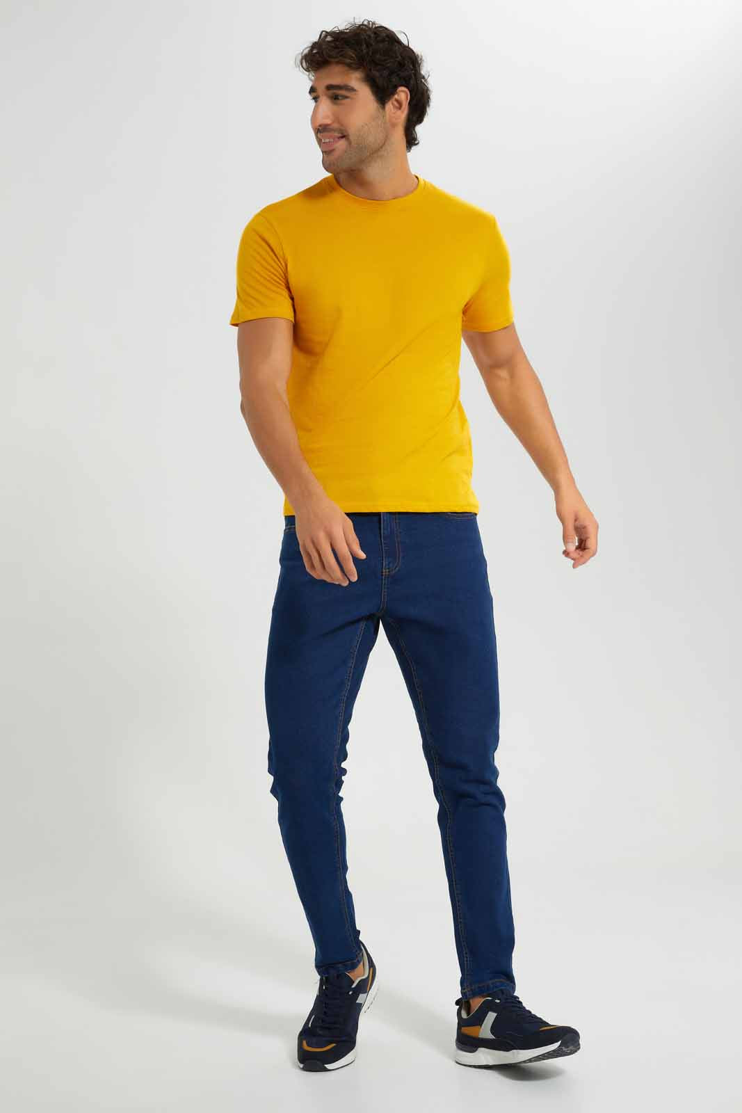 Redtag-Mustard-Crew-Neck-T-Shirt-Category:T-Shirts,-Colour:Mustard,-Deals:New-In,-Filter:Men's-Clothing,-Men-T-Shirts,-New-In-Men,-Non-Sale,-S22D,-Section:Men,-TBL-Men's-