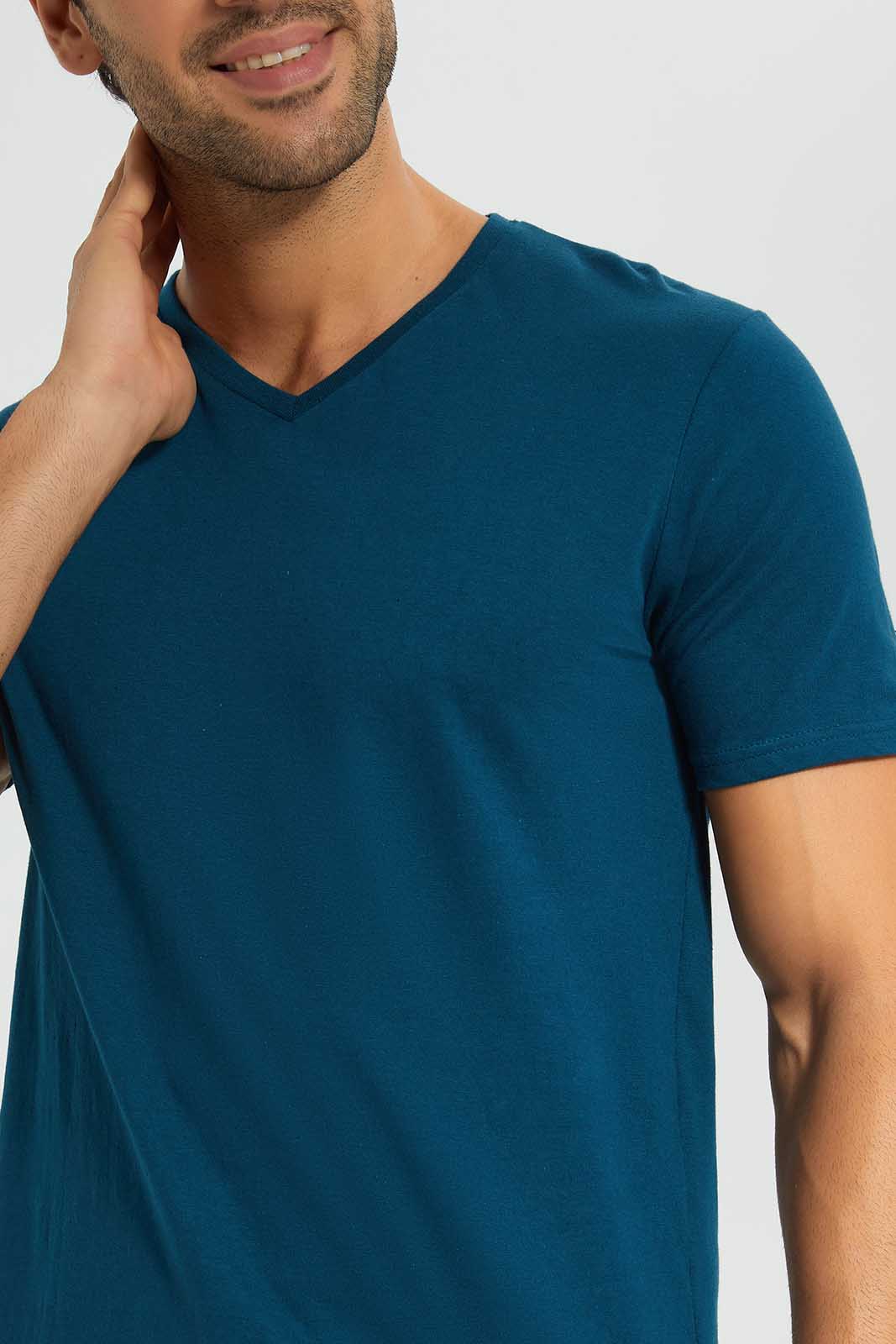 Redtag-Teal-Green-V-Neck-Tee-Category:T-Shirts,-Colour:Teal,-Deals:New-In,-Filter:Men's-Clothing,-Men-T-Shirts,-New-In-Men-APL,-Non-Sale,-S22D,-Section:Men,-TBL-Men's-