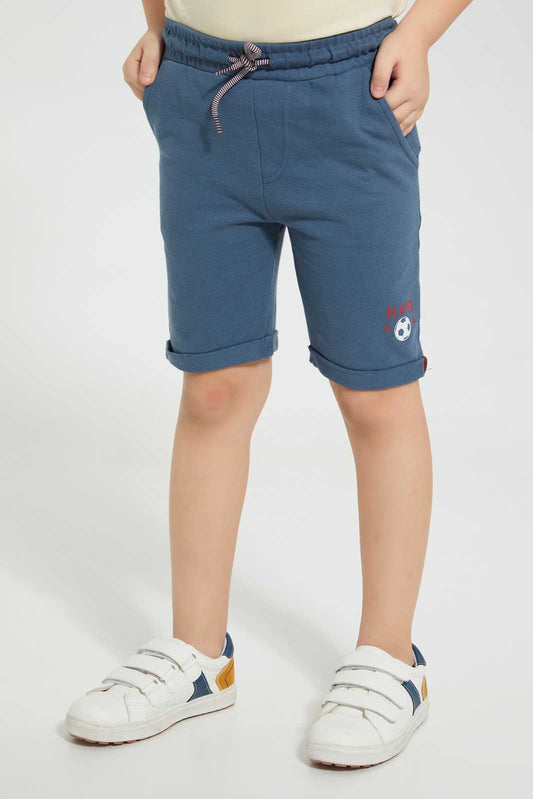 Redtag-Navy-Pique-Knit-Short-Active-Shorts-Boys-2 to 8 Years