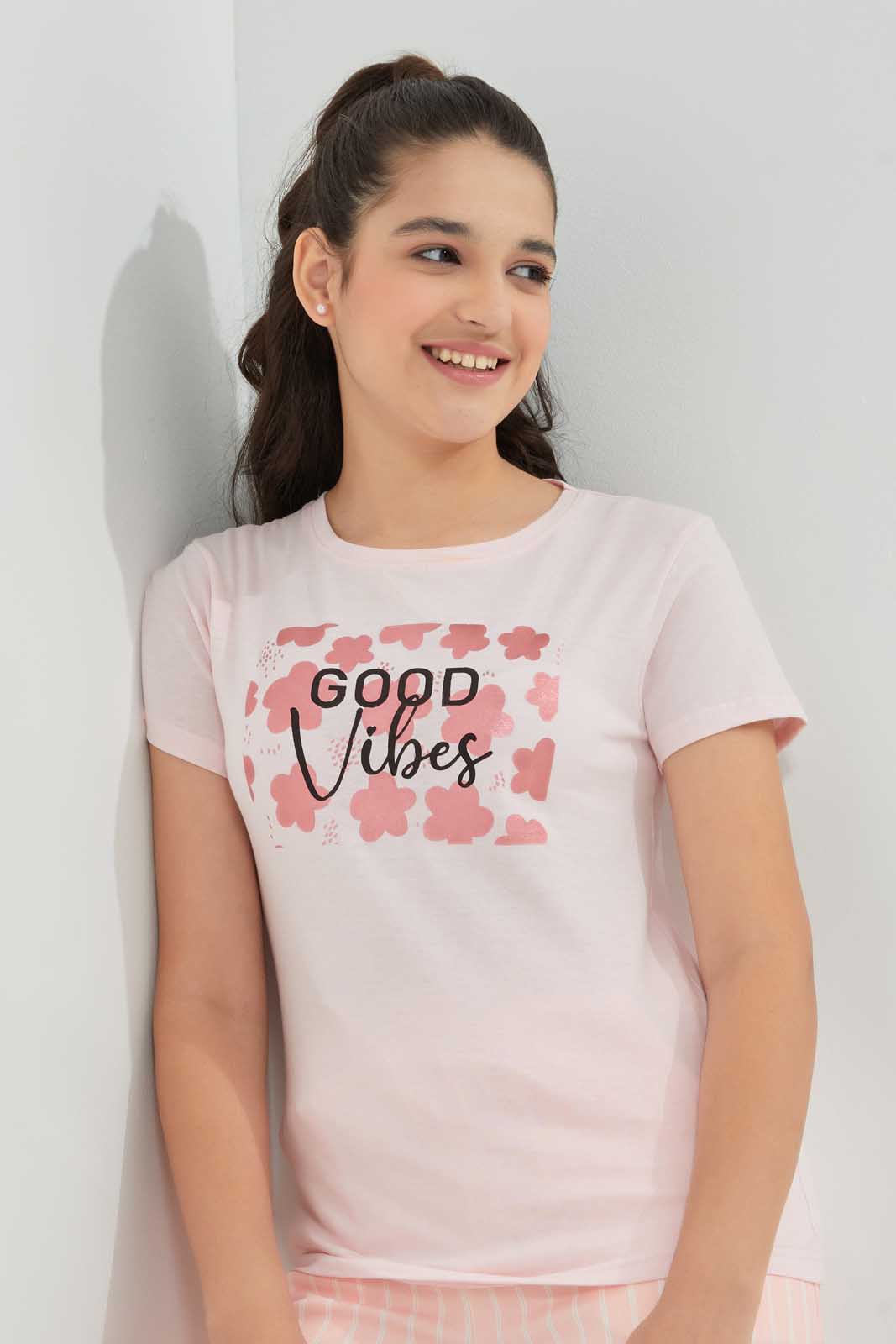 Redtag-Pink-Basic-T-Shirt-Graphic-T-Shirts-Senior-Girls-9 to 14 Years