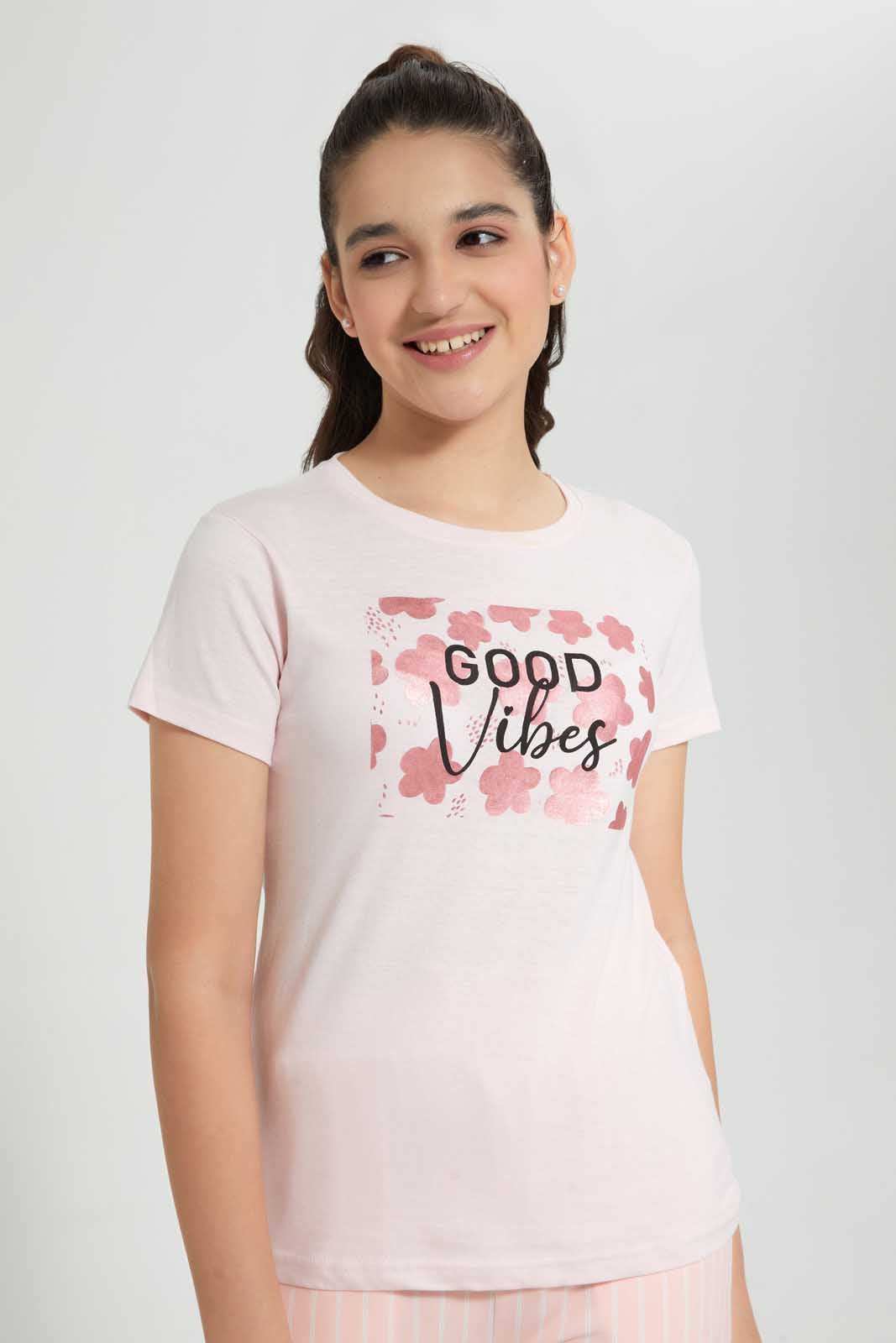Redtag-Pink-Basic-T-Shirt-Graphic-T-Shirts-Senior-Girls-9 to 14 Years