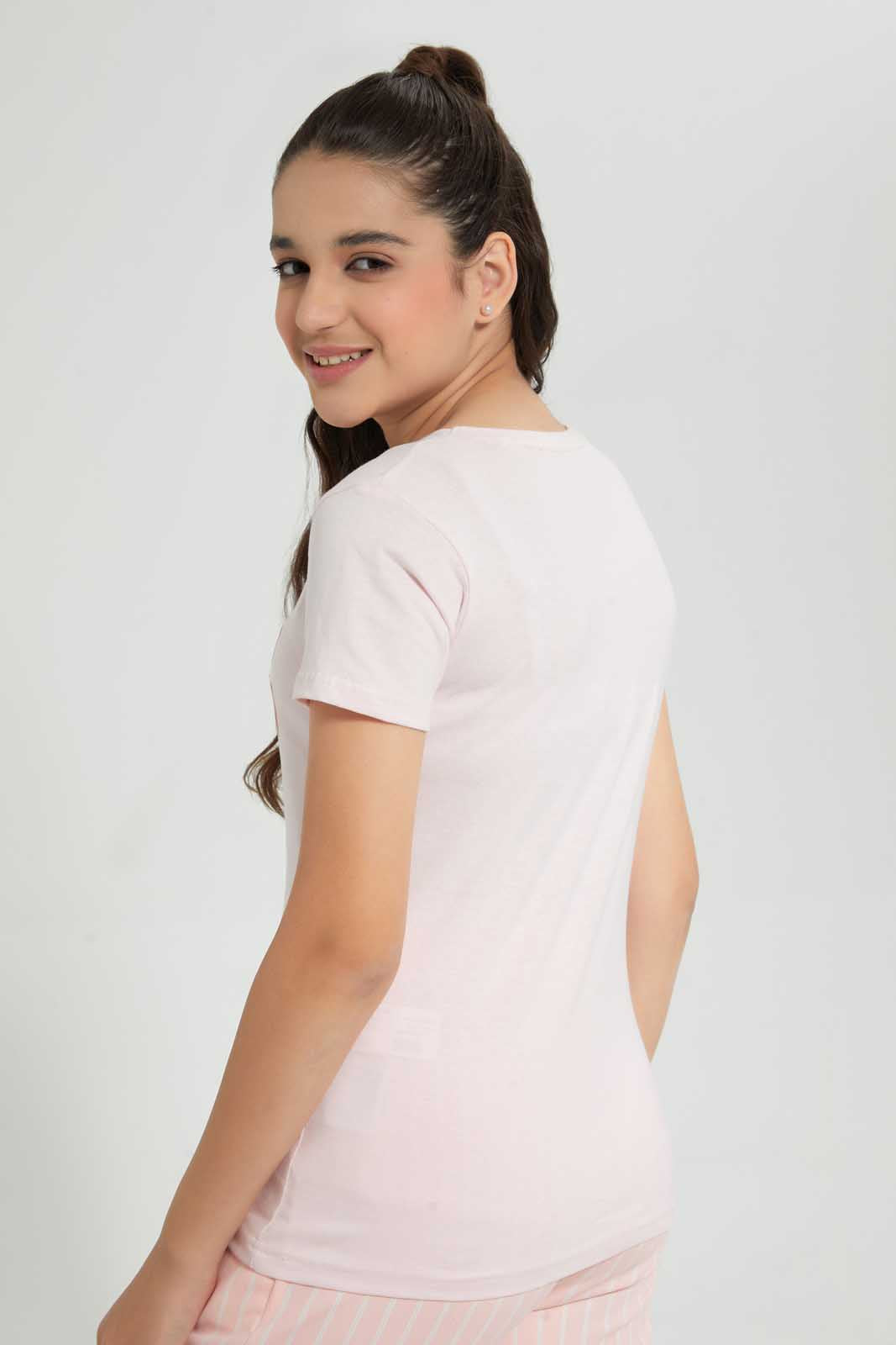 Redtag-Pink-Basic-T-Shirt-Graphic-T-Shirts-Senior-Girls-9 to 14 Years