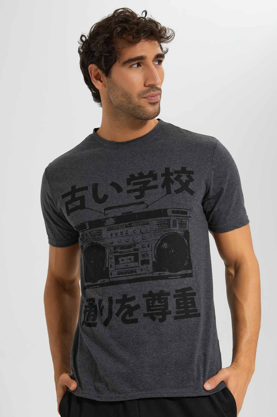 Redtag-Charcoal-Graphic-T-Shirt-Category:T-Shirts,-Colour:Charcoal,-Deals:New-In,-Filter:Men's-Clothing,-Men-T-Shirts,-New-In-Men-APL,-Non-Sale,-S22C,-Section:Men,-TBL-Men's-