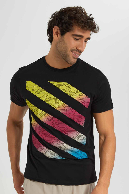 Redtag-Black-Graphic-T-Shirt-Category:T-Shirts,-Colour:Black,-Deals:4-For-90,-Deals:New-In,-Filter:Men's-Clothing,-Men-T-Shirts,-New-In-Men-APL,-S22C,-Section:Men,-TBL-Men's-