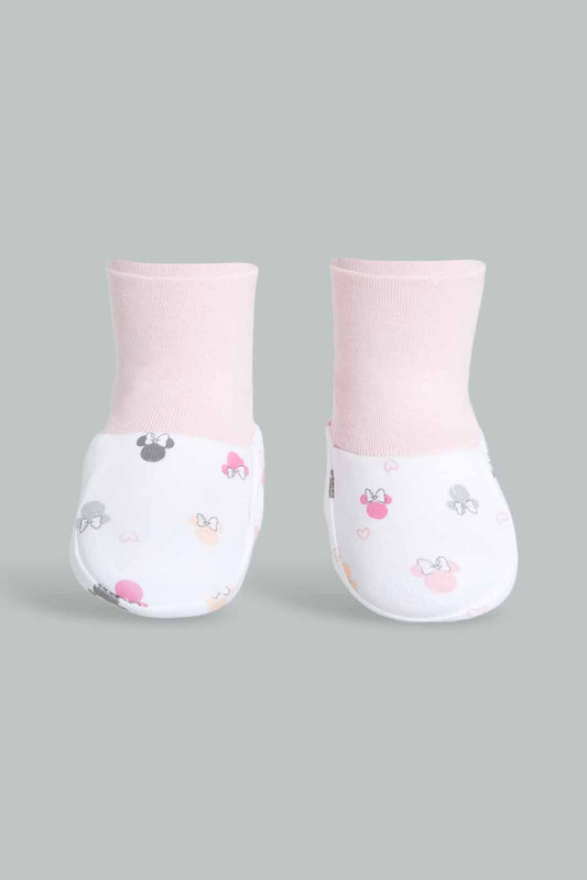 Redtag-Pink-Minnie-Mouse-Mittens-&-Booties-Set-Category:Booties,-Colour:Pink,-Filter:Baby-(0-to-12-Mths),-NBG-Booties,-New-In,-New-In-NBG-APL,-Non-Sale,-S22C,-Section:Kidswear-Baby-0 to 12 Months
