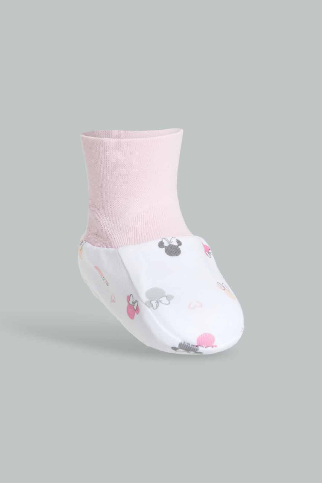 Redtag-Pink-Minnie-Mouse-Mittens-&-Booties-Set-Category:Booties,-Colour:Pink,-Filter:Baby-(0-to-12-Mths),-NBG-Booties,-New-In,-New-In-NBG-APL,-Non-Sale,-S22C,-Section:Kidswear-Baby-0 to 12 Months