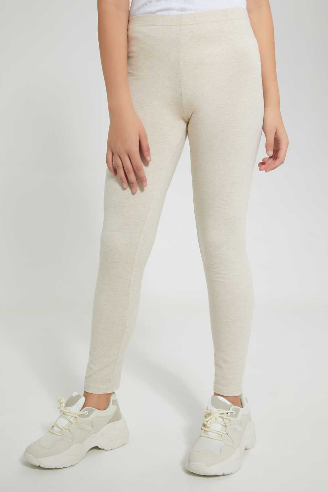 Redtag-Beige-Basic-Legging-Leggings-Senior-Girls-9 to 14 Years