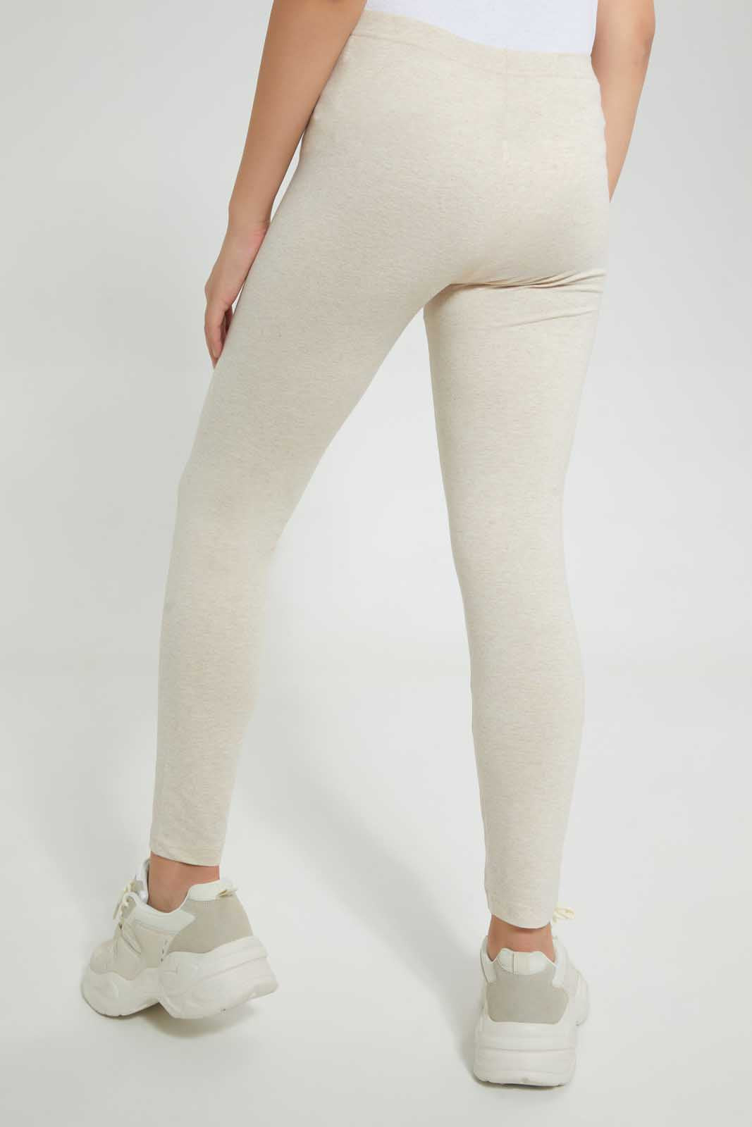 Redtag-Beige-Basic-Legging-Leggings-Senior-Girls-9 to 14 Years