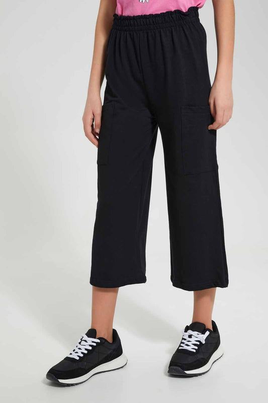 Redtag-Black-Capri-With-Side-Pocket-Category:Trousers,-Colour:Black,-Deals:2-For-90,-Deals:New-In,-Filter:Senior-Girls-(8-to-14-Yrs),-GSR-Trousers,-New-In-GSR-APL,-S22C,-Section:Kidswear,-TBL-Senior-Girls-