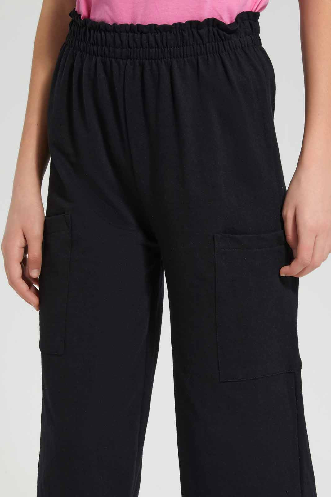 Redtag-Black-Capri-With-Side-Pocket-Category:Trousers,-Colour:Black,-Deals:2-For-90,-Deals:New-In,-Filter:Senior-Girls-(8-to-14-Yrs),-GSR-Trousers,-New-In-GSR-APL,-S22C,-Section:Kidswear,-TBL-Senior-Girls-