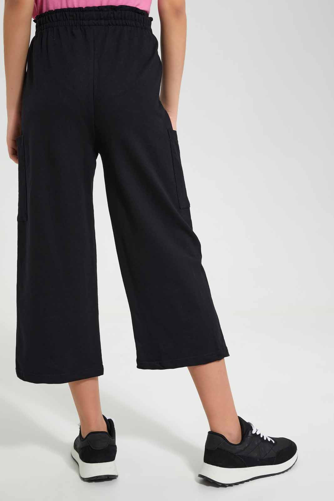 Redtag-Black-Capri-With-Side-Pocket-Category:Trousers,-Colour:Black,-Deals:2-For-90,-Deals:New-In,-Filter:Senior-Girls-(8-to-14-Yrs),-GSR-Trousers,-New-In-GSR-APL,-S22C,-Section:Kidswear,-TBL-Senior-Girls-