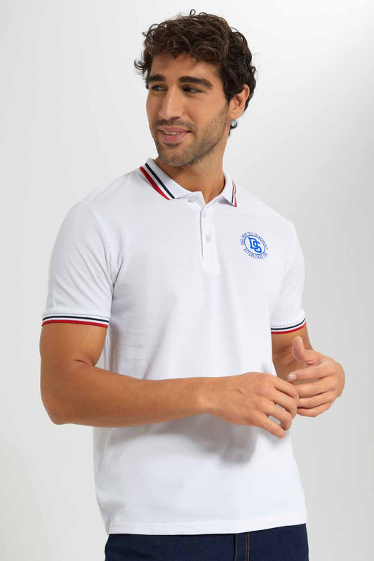 Redtag-White-Polo-With-Tipping-Category:Polo-T-Shirts,-Colour:White,-Deals:New-In,-Filter:Men's-Clothing,-Men-T-Shirts,-New-In-Men-APL,-Non-Sale,-S22C,-Section:Men,-TBL-Men's-
