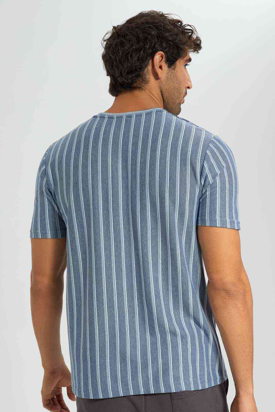 Redtag-Blue-With-White-Stripe-T-Shirt-Category:T-Shirts,-Colour:Blue,-Deals:New-In,-Filter:Men's-Clothing,-Men-T-Shirts,-New-In-Men,-Non-Sale,-S22D,-Section:Men-Men's-