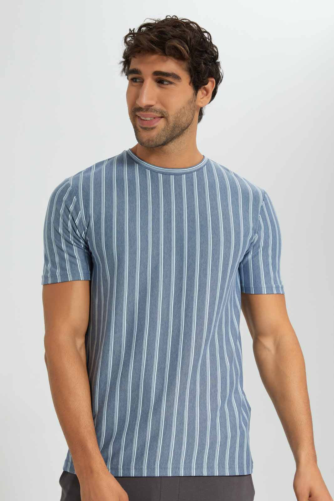 Redtag-Blue-With-White-Stripe-T-Shirt-Category:T-Shirts,-Colour:Blue,-Deals:New-In,-Filter:Men's-Clothing,-Men-T-Shirts,-New-In-Men,-Non-Sale,-S22D,-Section:Men-Men's-