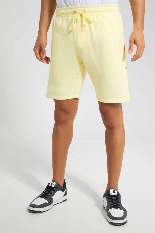 Redtag-Yellow-Signature-Shorts-Category:Joggers,-Colour:Yellow,-Deals:New-In,-Filter:Men's-Clothing,-Men-Joggers,-New-In-Men,-Non-Sale,-Section:Men,-W22O-Men's-