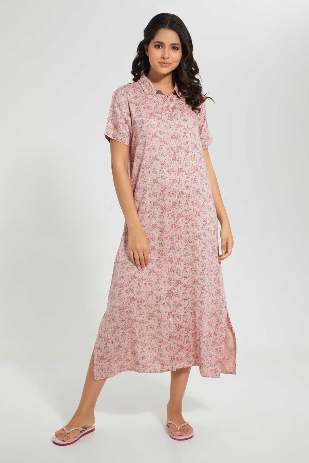 Redtag-Pale-Pink-Floral-Printed-Nightgown-Nightgowns-Women's-