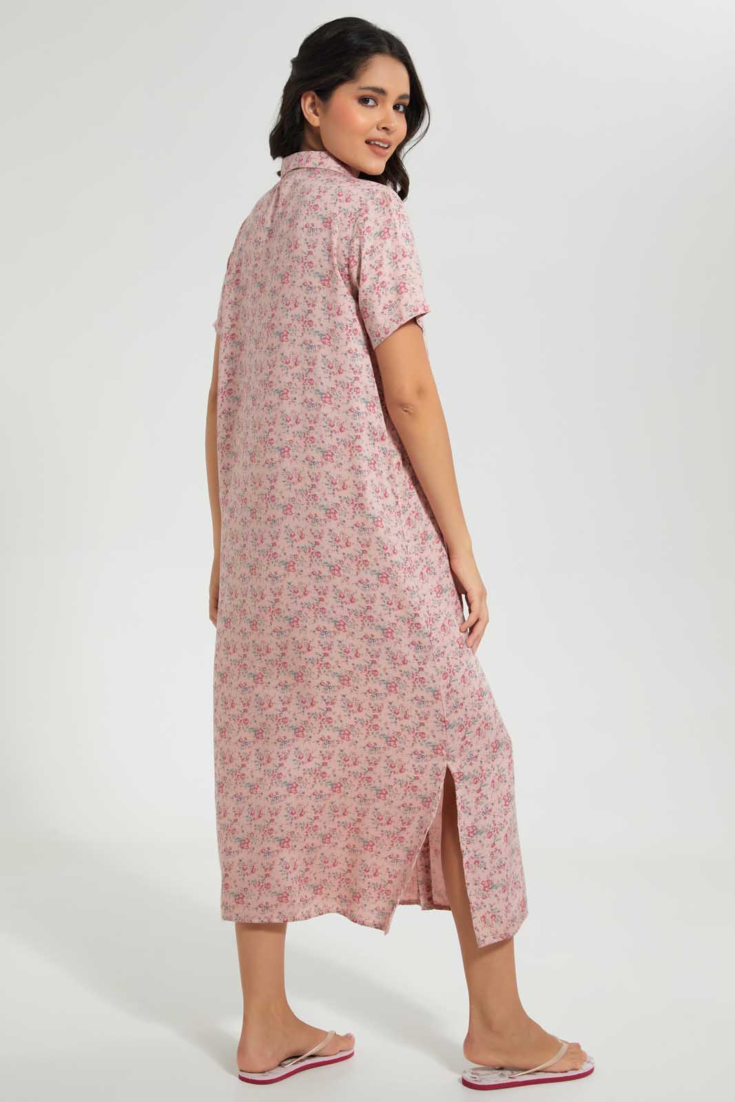 Redtag-Pale-Pink-Floral-Printed-Nightgown-Nightgowns-Women's-