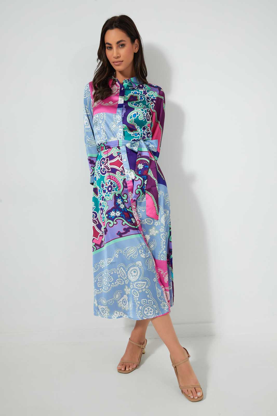 Redtag-Assorted-Printed-Satin-Shirt-Dress:Assorted:Uk8-Dresses-Women's-