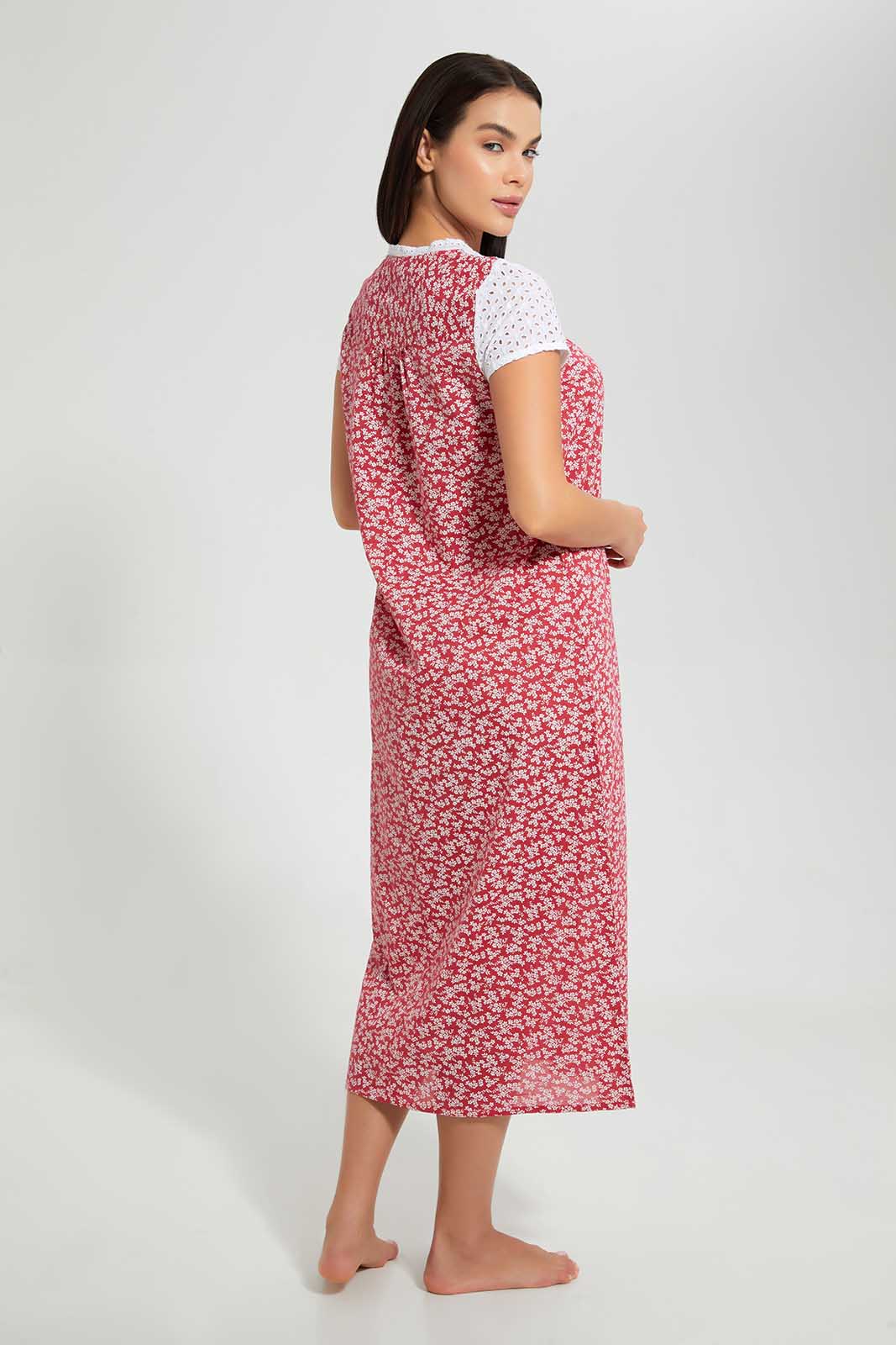 Redtag-Pink-Floral-Nightgown-Category:Nightgowns,-Colour:Pink,-Deals:2-For-90,-Deals:Sale,-Filter:Women's-Clothing,-S22C,-Sale-LDN-APL,-Section:Women,-Women-Nightgowns--