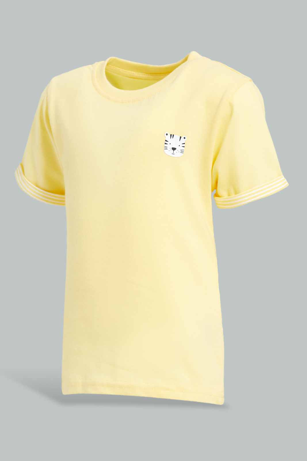 Redtag-Yellow-Short-Contrast-Sleeve-Tshirt-Bundle,-Category:T-Shirts,-Colour:Yellow,-Deals:4-For-90,-Deals:New-In,-Filter:Infant-Boys-(3-to-24-Mths),-INB-T-Shirts,-New-In-INB-APL,-S22D,-Section:Boys-(0-to-14Yrs),-TBL-Infant-Boys-