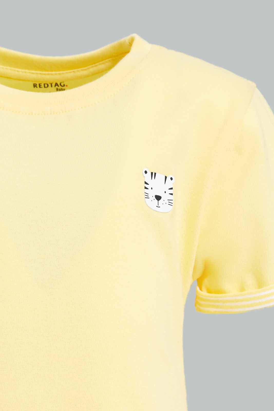 Redtag-Yellow-Short-Contrast-Sleeve-Tshirt-Bundle,-Category:T-Shirts,-Colour:Yellow,-Deals:4-For-90,-Deals:New-In,-Filter:Infant-Boys-(3-to-24-Mths),-INB-T-Shirts,-New-In-INB-APL,-S22D,-Section:Boys-(0-to-14Yrs),-TBL-Infant-Boys-