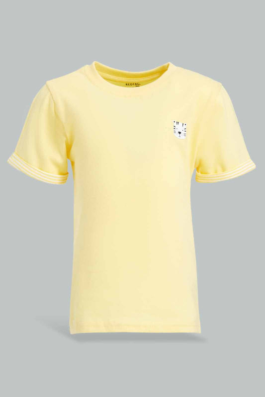 Redtag-Yellow-Short-Contrast-Sleeve-Tshirt-Bundle,-Category:T-Shirts,-Colour:Yellow,-Deals:4-For-90,-Deals:New-In,-Filter:Infant-Boys-(3-to-24-Mths),-INB-T-Shirts,-New-In-INB-APL,-S22D,-Section:Boys-(0-to-14Yrs),-TBL-Infant-Boys-