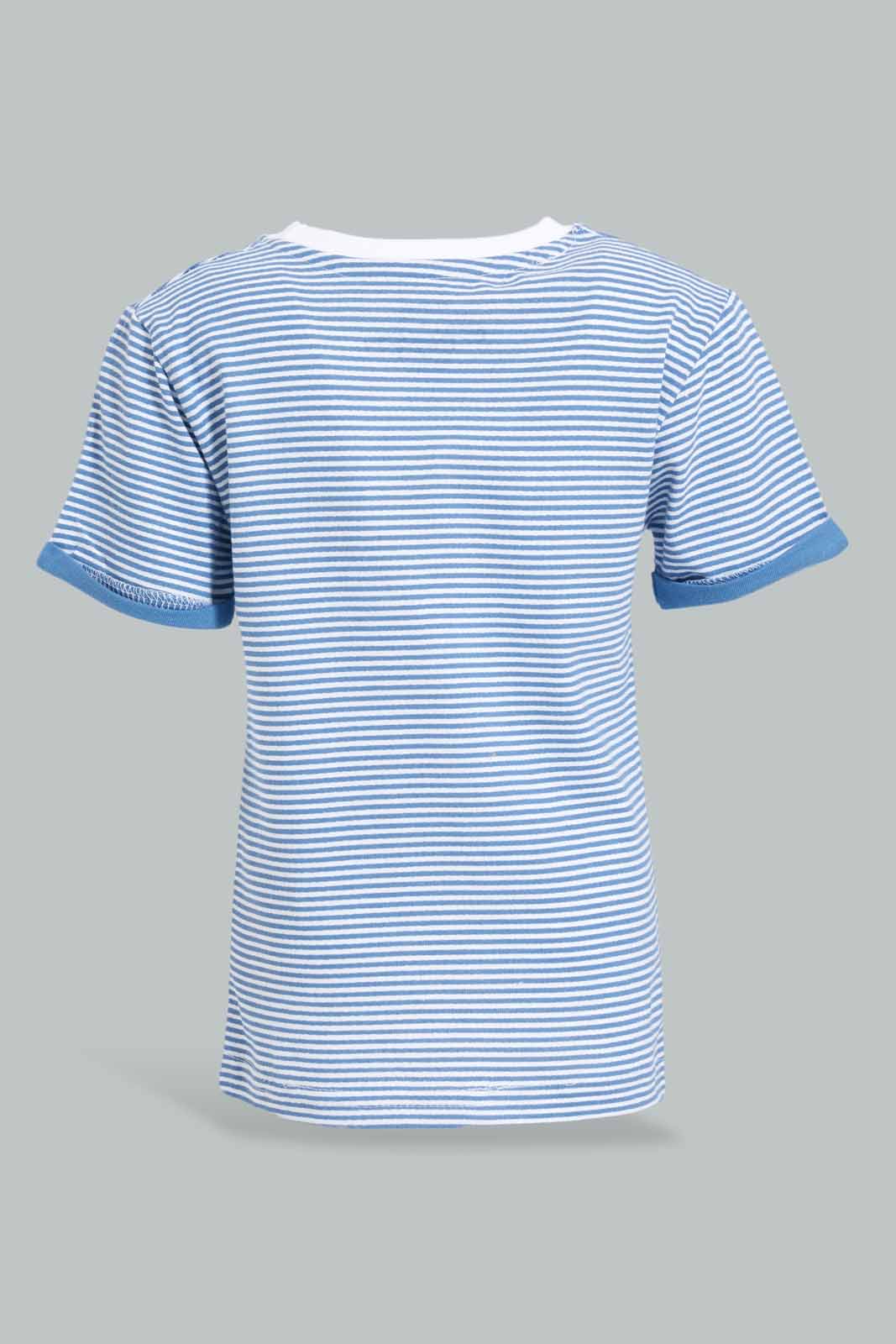 Redtag-Blue-Striped-Short-Contrast-Sleeve-Tshirt-Bundle,-Category:T-Shirts,-Colour:Blue,-Deals:4-For-90,-Deals:New-In,-Filter:Infant-Boys-(3-to-24-Mths),-INB-T-Shirts,-New-In-INB-APL,-S22D,-Section:Boys-(0-to-14Yrs),-TBL-Infant-Boys-