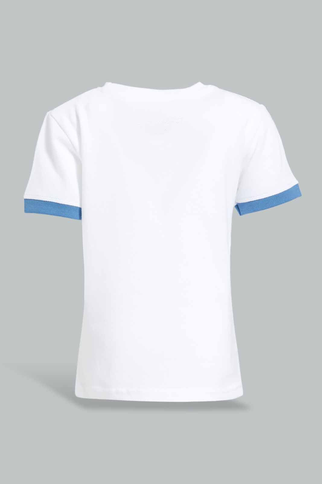 Redtag-White-Pique-Short-Sleeve-Tshirt-With-Navy-Contrast-Sleeve-Bundle,-Category:T-Shirts,-Colour:White,-Deals:4-For-90,-Deals:New-In,-Filter:Infant-Boys-(3-to-24-Mths),-INB-T-Shirts,-New-In-INB-APL,-S22D,-Section:Boys-(0-to-14Yrs),-TBL-Infant-Boys-