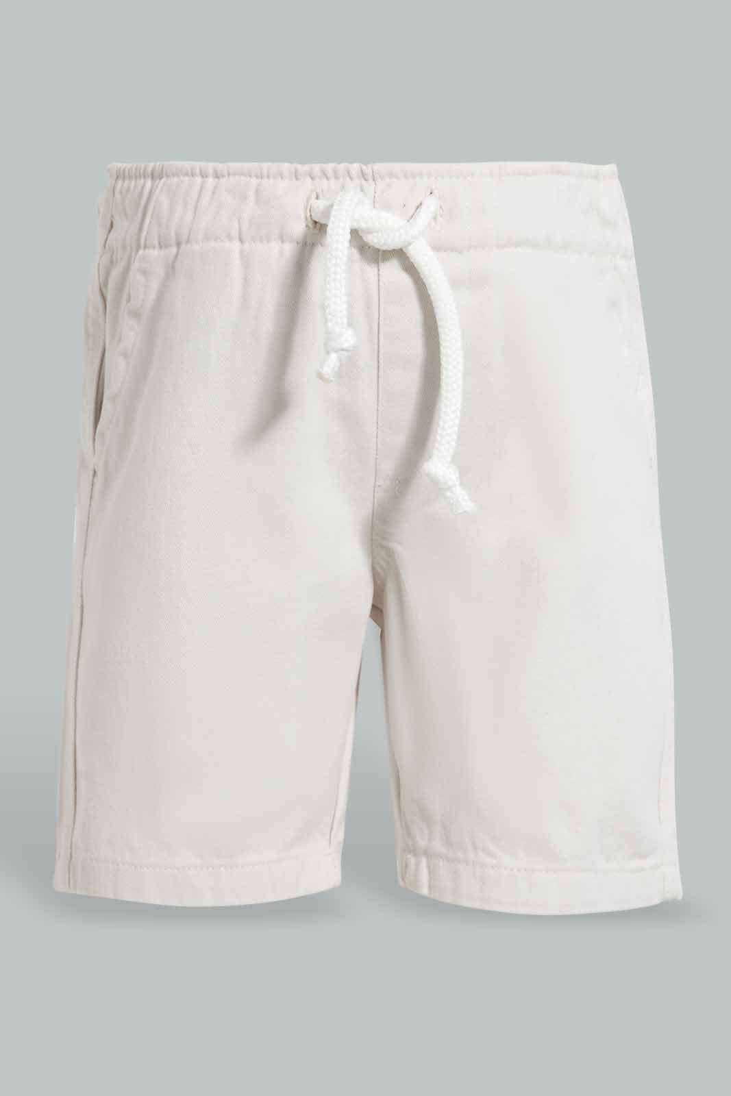 Redtag-White-And-Yellow-Printed-Trouser-Short-2Pack-Chino-Shorts-Infant-Boys-3 to 24 Months