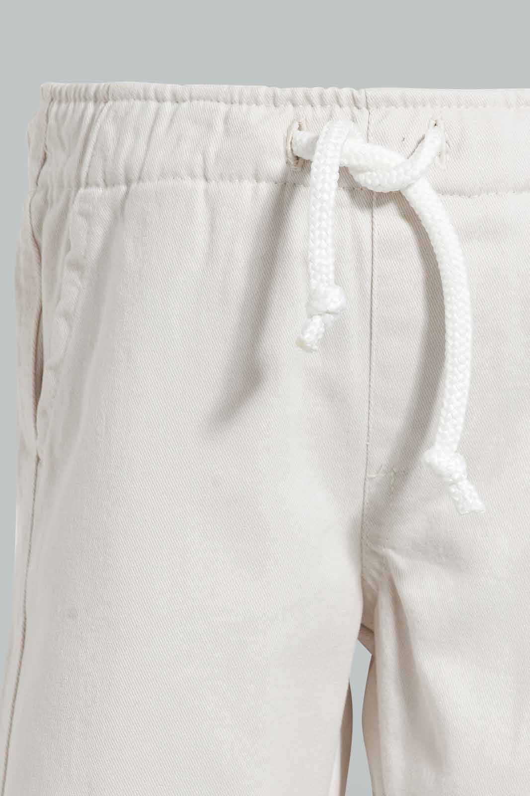 Redtag-White-And-Yellow-Printed-Trouser-Short-2Pack-Chino-Shorts-Infant-Boys-3 to 24 Months