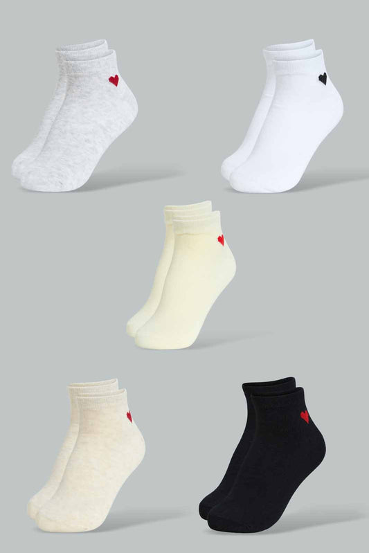Redtag-Assorted-Heart-Printed-Ankle-Socks-(5-Pack)-Ankle-Socks-Women's-
