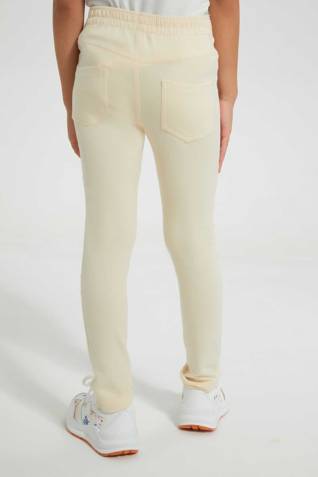 Redtag-Beige-Girls-Printed-Glitter-Jegging-Jeggings-Girls-2 to 8 Years