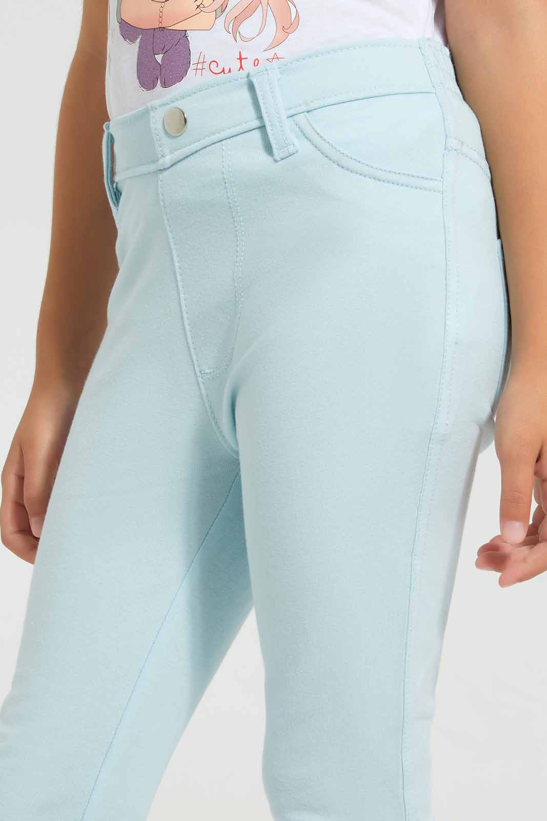 Redtag-Sky-Blue-Girls-Printed-Glitter-Jegging-Jeggings-Girls-2 to 8 Years