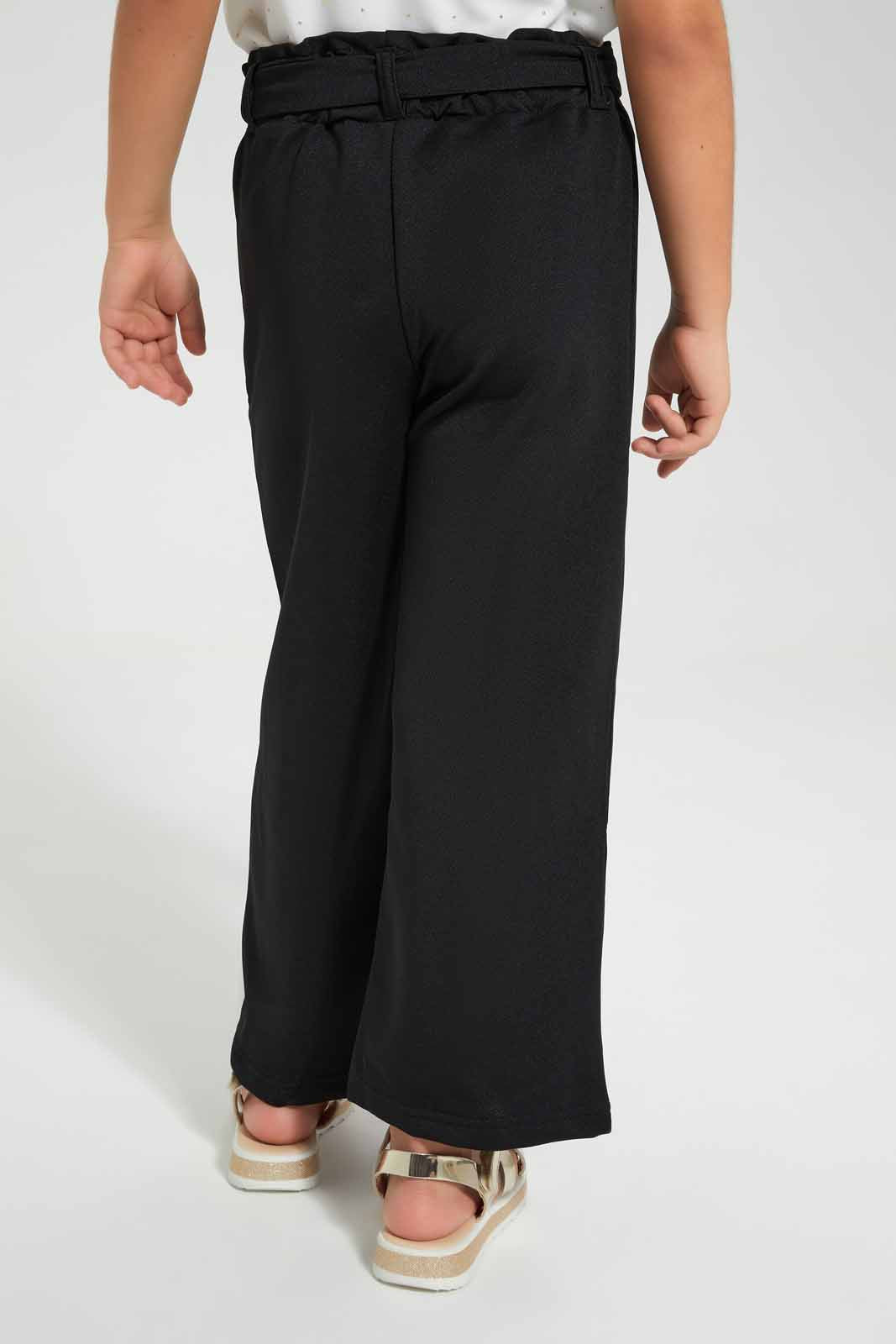 Redtag-Black-Girls-Wideleg-Trouser-Category:Trousers,-Colour:Black,-Deals:New-In,-Filter:Girls-(2-to-8-Yrs),-GIR-Trousers,-New-In-GIR-APL,-Non-Sale,-S22C,-Section:Kidswear,-TBL-Girls-2 to 8 Years