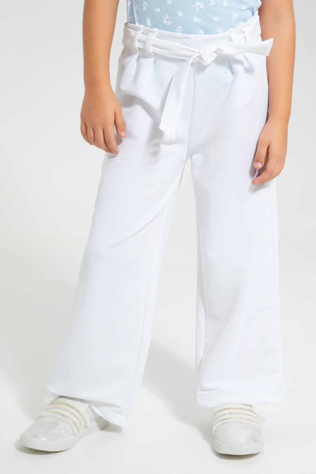 Redtag-White-Girls-Wideleg-Trouser-Category:Trousers,-Colour:White,-Deals:New-In,-Filter:Girls-(2-to-8-Yrs),-GIR-Trousers,-New-In-GIR-APL,-Non-Sale,-S22C,-Section:Kidswear,-TBL-Girls-2 to 8 Years