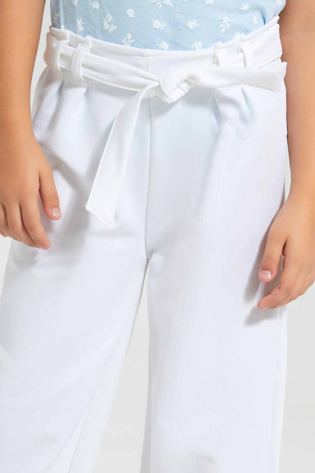 Redtag-White-Girls-Wideleg-Trouser-Category:Trousers,-Colour:White,-Deals:New-In,-Filter:Girls-(2-to-8-Yrs),-GIR-Trousers,-New-In-GIR-APL,-Non-Sale,-S22C,-Section:Kidswear,-TBL-Girls-2 to 8 Years