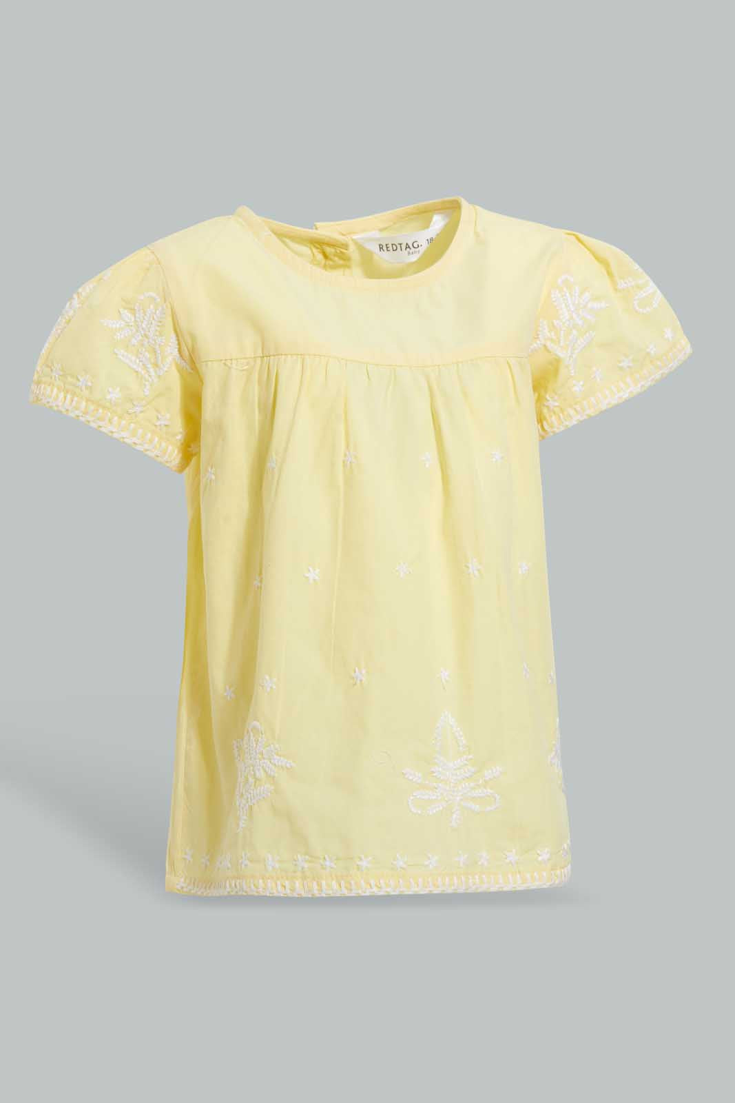 Redtag-Yellow-Embroidered-Blouse-Blouses-Infant-Girls-3 to 24 Months